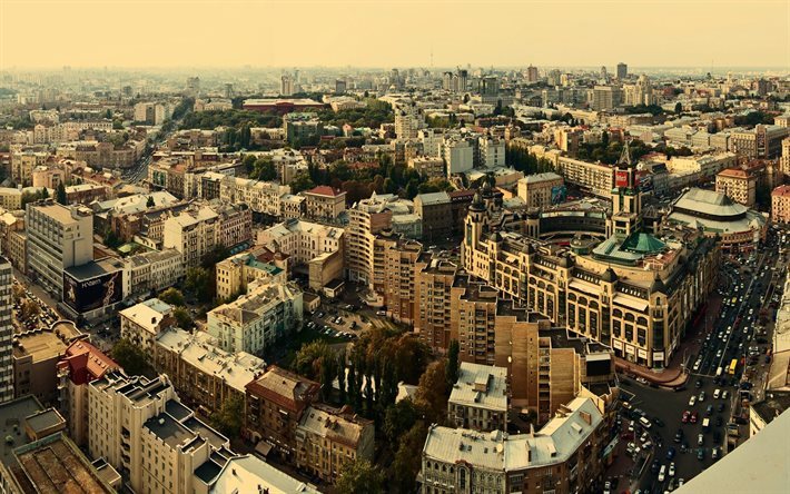 kiev, l&#39;ukraine, panorama, rue