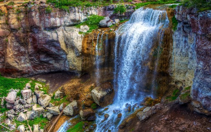 paulina falls, stream, beautiful nature, stones, waterfall, usa, oregon