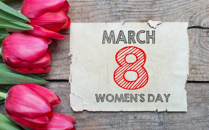 le 8 mars, la journ&#233;e de la femme, les tulipes, tulipes roses, 8 mars