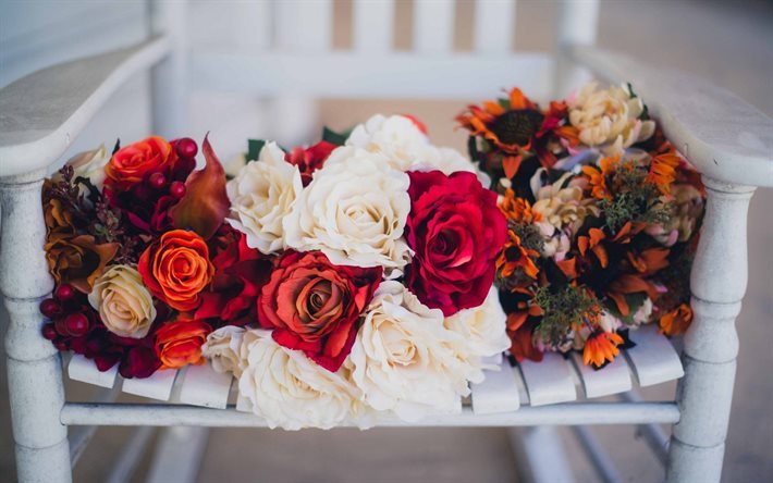 des roses blanches, burgundy roses, bouquets de mari&#233;e, roses, bouquets de mariage, rose, les roses rouges, bouquets narechena