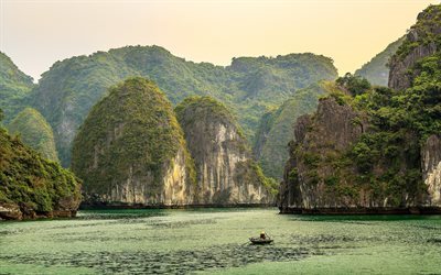 trooppinen saari, saaret, vietnam, meri, kivi&#228;, long bay
