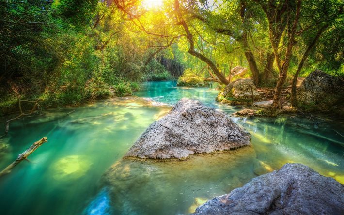 lac bleu, le lac, les arbres, la for&#234;t, sian-la-cascade, france