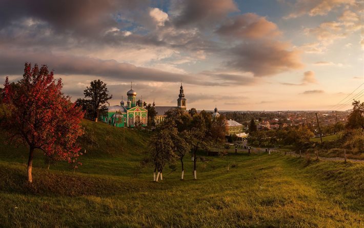 transcarpathia, ukraine, nicholas monastery, evening, ukrainian village