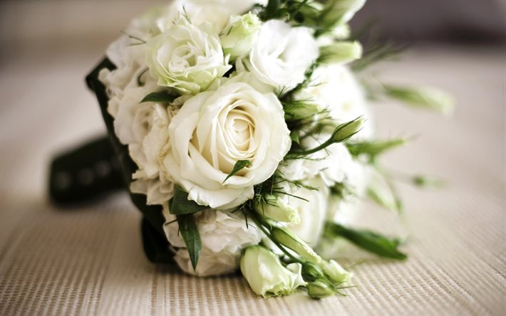 wedding bouquet, roses, white roses, bouquet free, a bouquet of roses, rose