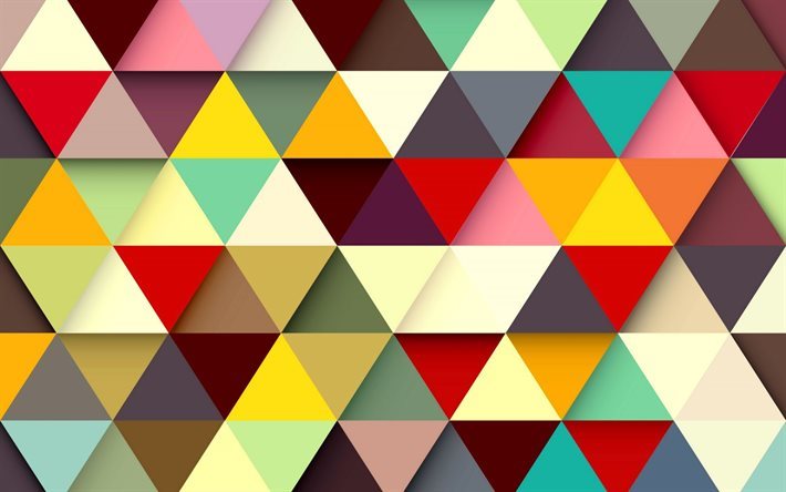 couleur des triangles, des triangles de l'abstraction, lumineux abstrait, triangles