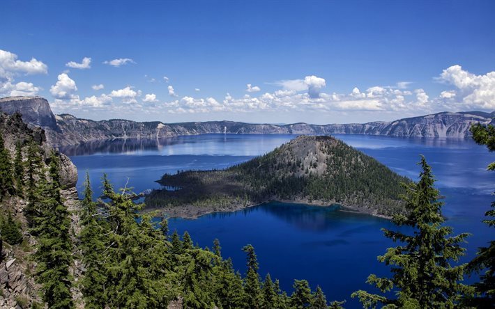 ver&#227;o, crater lake, canad&#225;, rochas, montanhas, lago