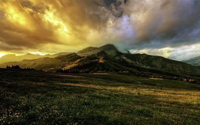 alpeilla, vuoret, ranska, rinteill&#228; vuoret, alpes, sunset, provence