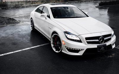 mercedes cls, white mercedes, 2015, tuning