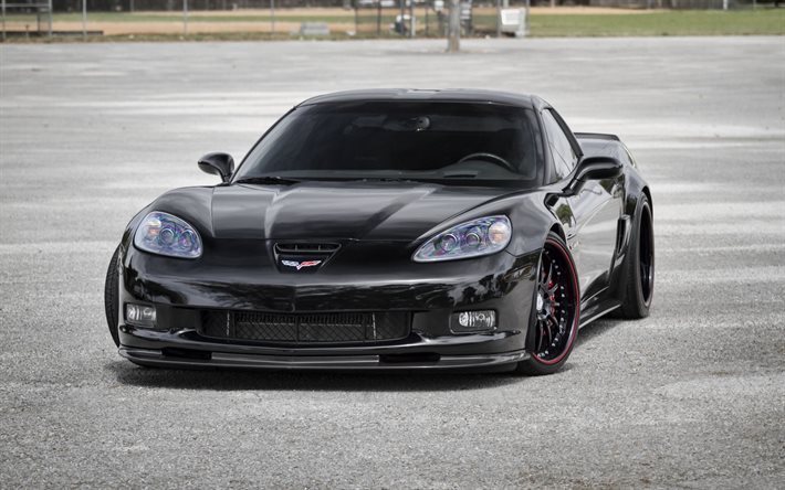 sport coupe, 2015, z06, chevrolet corvette, nero auto sportiva