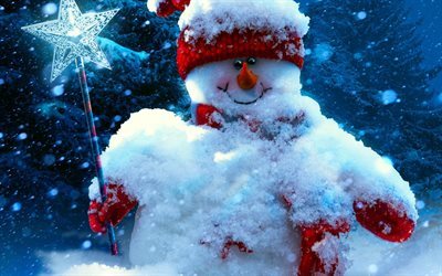 snowman, new year, winter, snow