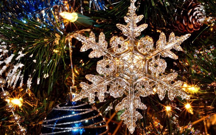 decorazione, anno nuovo, pricesi, cristallo fiocco di neve, natale