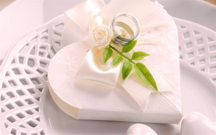 wedding, obrocki, white heart, engagement rings