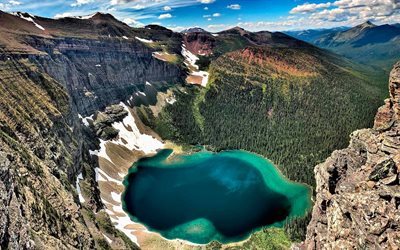 la colombie-britannique, le lac, akamina ridge, montagnes, incroyable de la nature, la for&#234;t, rock, canada