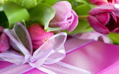 el 8 de marzo de, los tulipanes, tulipanes de color rosa, 8 de marzo, regalo, podarunok, las rosas de jard&#237;n del para&#237;so