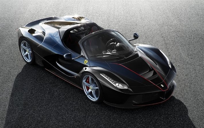 musta ferrari, ferrari laferrari, 2016, aperta, urheilu autot