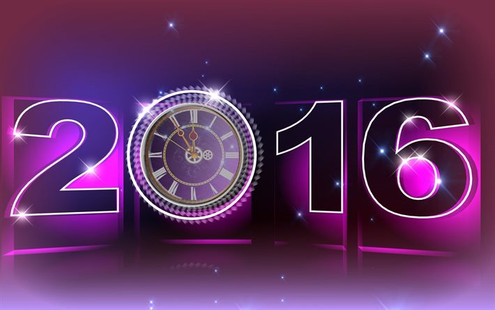 2016, nouvelle ann&#233;e, regarder, horloge