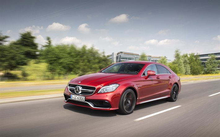 cls-class, amg, c218, 2015, mercedes-benz, red mercedes, sedan