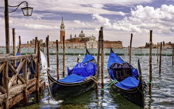 italia, venezia, grand canal, gondola, santa maria della salute