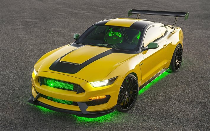 shelby gt350, 2017, ford mustang, ole yeller, tuning, yellow mustang