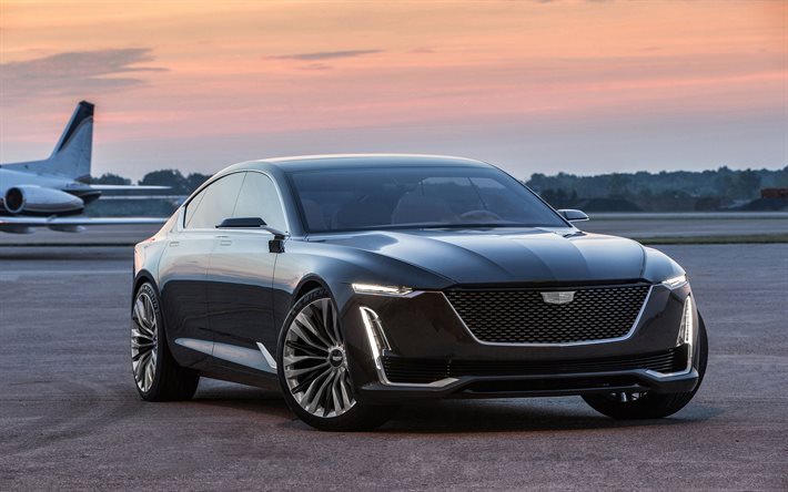 2016, carros de luxo, preto cadillac, cadillac escala, cadillac