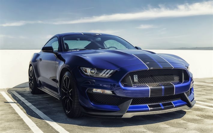 shelby gt350, tuning, ford mustang, blu mustang
