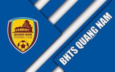 Quang Nam FC, 4k, material design, logo, blu bianco astrazione, Vietnamita football club, V-League 1, Quan Nam, Vietnam, calcio