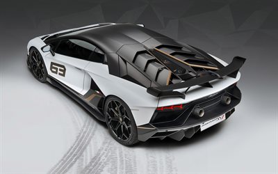 En 2019, la Lamborghini Aventador SVJ, vue de l&#39;arri&#232;re, supercar, tuning Aventador, des voitures de sport italiennes, Lamborghini