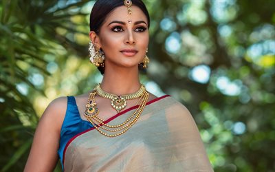 Darshithmitha Gowda, modelo indiano, retrato, rosto, lindos olhos, Bollywood, Indiano de make-up