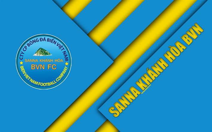 sanna khanh hoa bvn fc, 4k, material, design, logo, blau-gelbe abstraktion, vietnamesische fußball-club, v-league 1, hahn-hta, vietnam, fußball