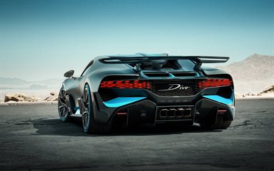 2019, Bugatti Divo, 4k, vista posterior, nueva hypercar, en el exterior, el nuevo Divo, supercars, Bugatti
