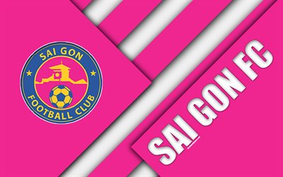 Sai Gon FC, 4k, material design, logo, pink white abstraction, Vietnamese football club, V-League 1, Ho Chi Minh City, Vietnam, football