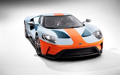 Ford GT Heritage Edition, 2019, 4k, urheilu coupe, superauto, tuning Ford GT, American sports autot, Ford