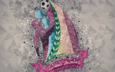Al-Shababクラブ, 4k, バーレーンでサッカークラブ, 幾何学的な美術, ロゴ, グレー背景, エンブレム, Jidhafs, バーレーン, サッカー, バーレーンプレミアリーグ, 【クリエイティブ-アート
