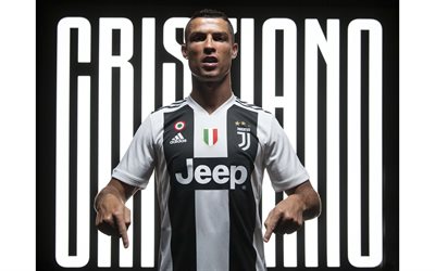 4k, Cristiano Ronaldo, 2018, fan art, CR7 Juve, Juventus, jalkapallo, Serie, Ronaldo, CR7, luova, jalkapalloilijat, Juventus FC
