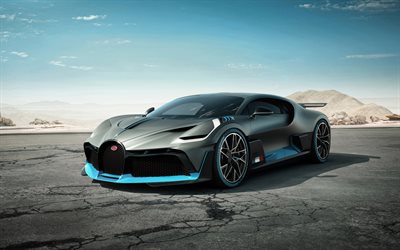 Bugatti Divo, 2019, 4k, negro hypercar, coches de lujo, nuevo Bugatti, supercar, vista de frente, exterior, Bugatti