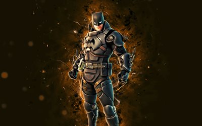 Armored Batman Zero, 4k, bruna neonljus, Fortnite Battle Royale, Fortnite karakt&#228;rer, Armored Batman Zero Skin, Fortnite, Armored Batman Zero Fortnite