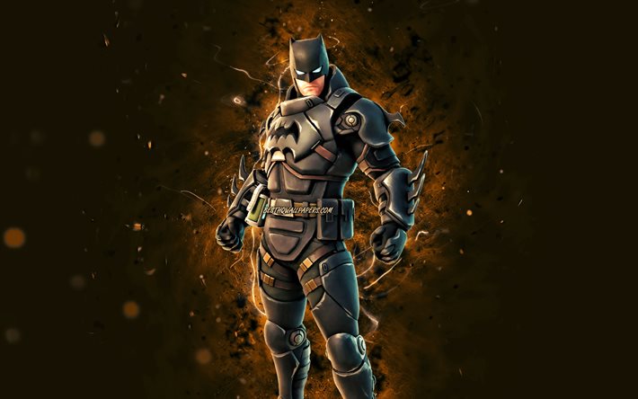Panssaroitu Batman Zero, 4k, ruskeat neonvalot, Fortnite Battle Royale, Fortnite hahmot, Panssaroitu Batman Zero Skin, Fortnite, Panssaroitu Batman Zero Fortnite