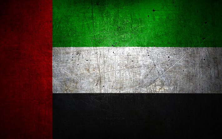 Bandera de metal de los Emiratos &#193;rabes Unidos, arte grunge, pa&#237;ses asi&#225;ticos, D&#237;a de los Emiratos &#193;rabes Unidos, s&#237;mbolos nacionales, bandera de los Emiratos &#193;rabes Unidos, Emiratos &#193;rabes Unidos