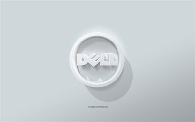 Logo Dell, sfondo bianco, logo Dell 3d, 3d art, Dell, emblema Dell 3d