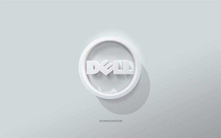 Dell logo, white background, Dell 3d logo, 3d art, Dell, 3d Dell emblem