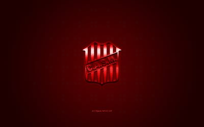 San Martin de Tucuman, Club de football argentin, logo rouge, fond rouge en fibre de carbone, Primera B Nacional, football, San Miguel de Tucuman, Argentine, logo de San Martin de Tucuman