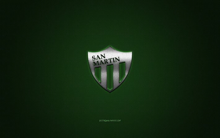 San Martin de San Juan, Arjantin futbol kul&#252;b&#252;, yeşil logo, yeşil karbon fiber arka plan, Primera B Nacional, futbol, San Juan, Arjantin, San Martin de San Juan logosu