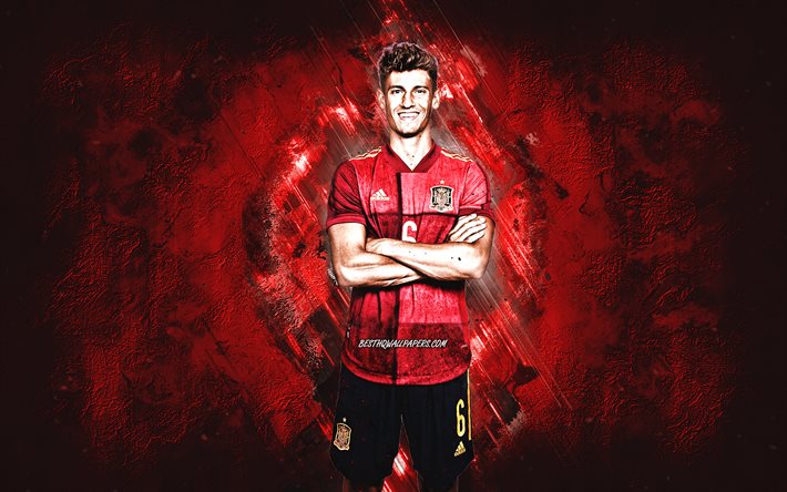 Marcos Llorente, &#201;quipe d’Espagne de football, portrait, fond de pierre rouge, Espagne, football