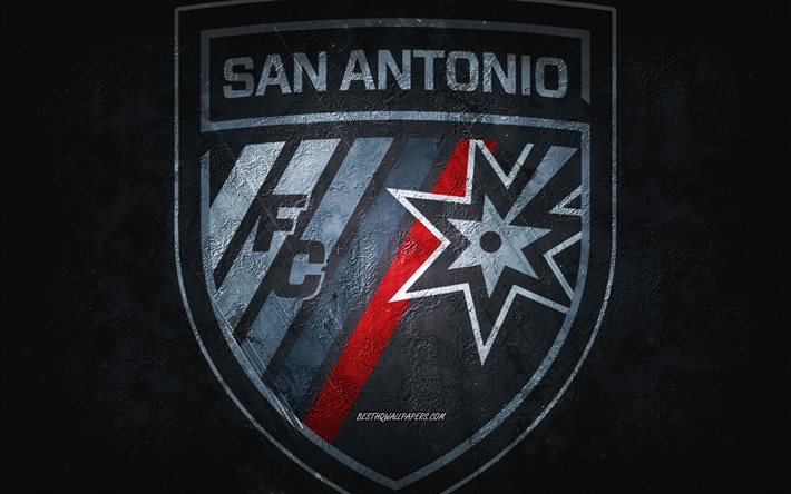 سان أنطونيو، تكساس, فريق كرة القدم الأمريكي, الخلفية الزرقاء, شعار San Antonio FC, فن الجرونج, USL, كرة القدم, شعار نادي سان أنطونيو
