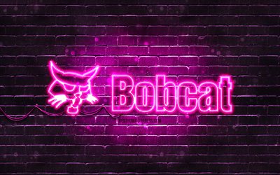 Bobcat purple logo, 4k, purple brickwall, Bobcat logo, brands, Bobcat neon logo, Bobcat