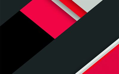 material design, 4k, pink and black, geometric shapes, colorful backgrounds, pink lines, geometric art, creative, background with lines
