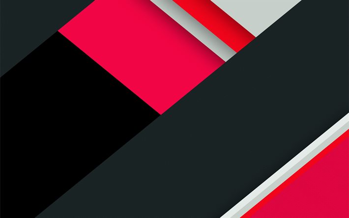 Download wallpapers material design, 4k, pink and black, geometric shapes,  colorful backgrounds, pink lines, geometric art, creative, background with  lines for desktop free. Pictures for desktop free