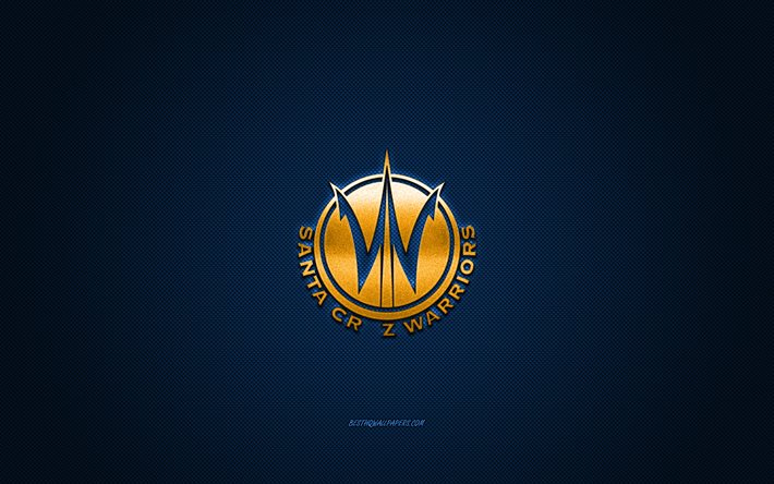 Santa Cruz Warriors, club de basket am&#233;ricain, logo bleu, fond bleu en fibre de carbone, NBA G League, basket-ball, Californie, &#201;tats-Unis, logo Santa Cruz Warriors