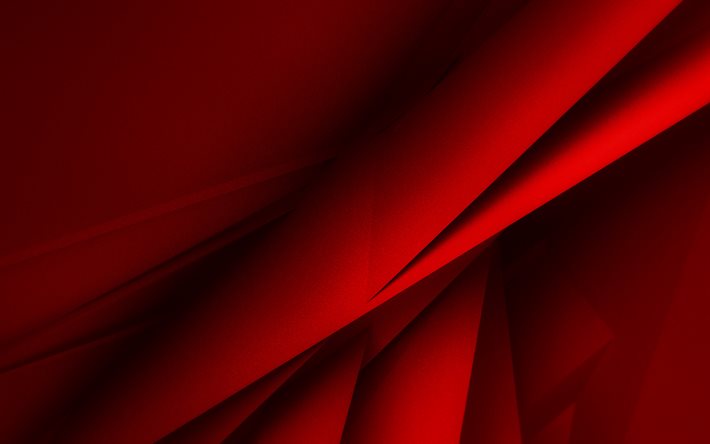 幾何学模様, 4k, 3Dテクスチャ, 幾何学的なテクスチャ, 赤い背景, 3Dの幾何学的な背景, 赤い抽象的な背景