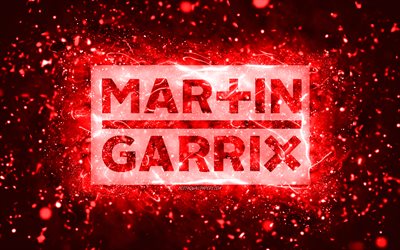 マーティン・ギャリックスの赤いロゴ, 4k, オランダのDJ, 赤いネオンライト, creative クリエイティブ, 赤い抽象的な背景, マーティン・ジェラール・ギャリックセン, マーティン・ギャリックスのロゴ, 音楽スター, マーティン・ギャリックス